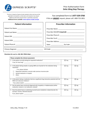 Zetia 10mg Step Therapy Prior Authorization Form