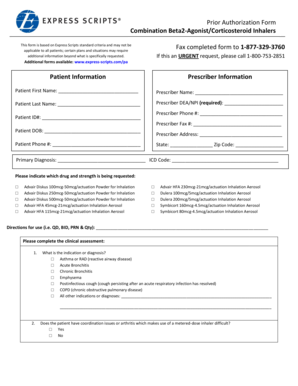 Prior Authorization Form for Combination Beta2-Agonist/Corticosteroid Inhalers