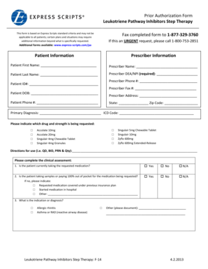 Prior Authorization Form for Leukotriene Pathway Inhibitors