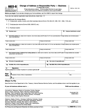 IRS Form 8822-B Change of Address or Responsible Party