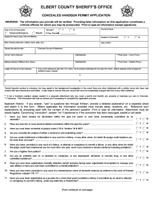 Colorado Concealed Handgun Permit Application