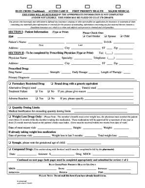Blue Cross Prior Authorization Form