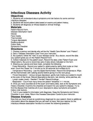 Infectious Diseases Activity Form