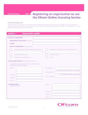 Ofcom Online Licensing Service Registration Form