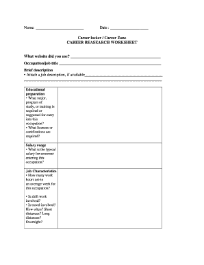 Career Research Worksheet