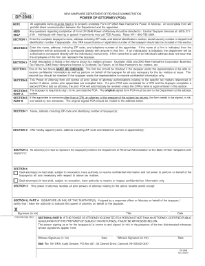 New Hampshire Power of Attorney Form DP-2848
