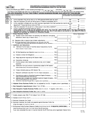 New Hampshire Corporation Business Profits Tax Return