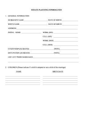 Estate Planning Information Form