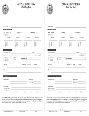 Field Dog Test Entry Form