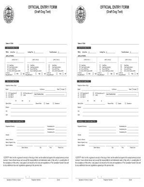 Canadian Kennel Club Draft Dog Test Entry Form