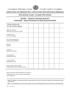 Canadian Kennel Club Obedience Trial Judge's Book