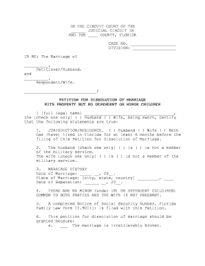 Florida Petition for Dissolution of Marriage