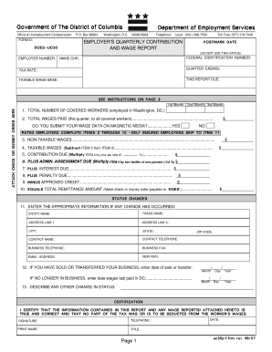 DC Employer Quarterly Contribution and Wage Report