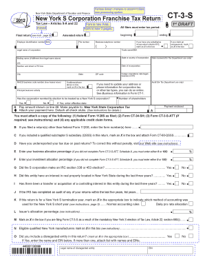 New York S Corporation Franchise Tax Return CT-3-S