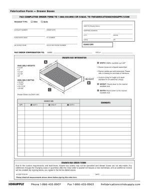 Fabrication Form Drawer Boxes