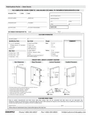 Fabrication Form — Slab Doors