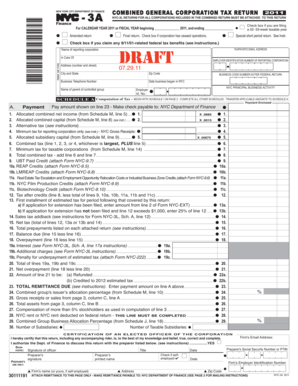 New York City General Corporation Tax Return 2011