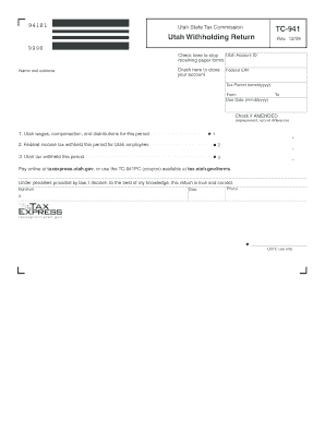 Utah Withholding Tax Return