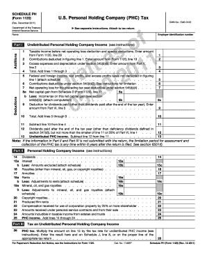US Personal Holding Company Tax Form 1120