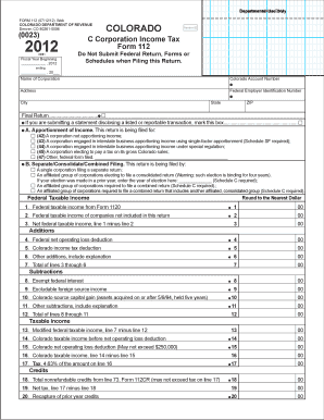 Colorado C Corporation Income Tax Form 112