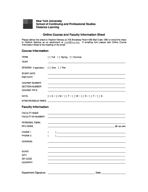 NYU Online Course Information Sheet