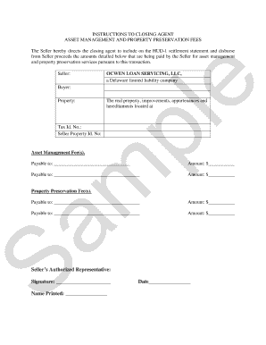Real Estate Asset Management and Property Preservation Fee Form