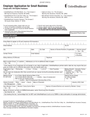 Employer Application for Small Business Health Insurance