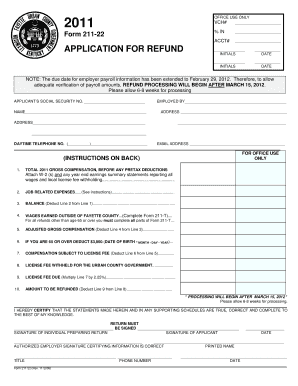 Fayette County License Fee Refund Application