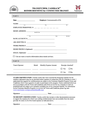 TransitChek CashBack Reimbursement Form