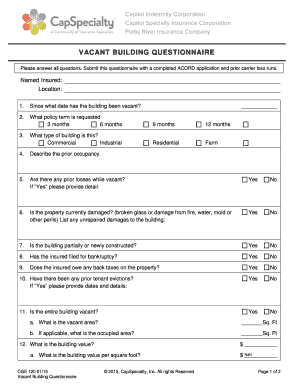 Vacant Building Questionnaire