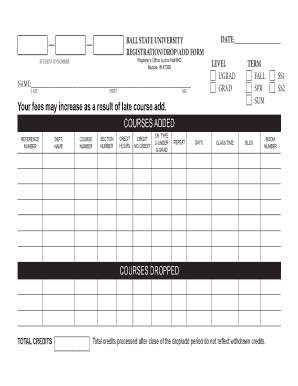Ball State University Registration Form