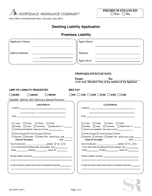Louisiana Dwelling Liability Application Form