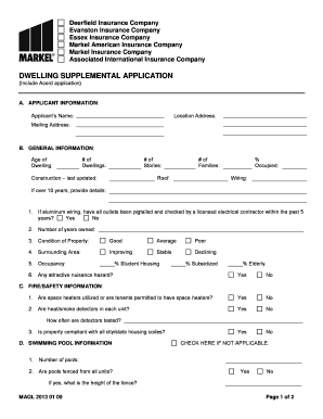 Dwelling Supplemental Application