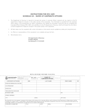 Pennsylvania Corporate Officer Schedule
