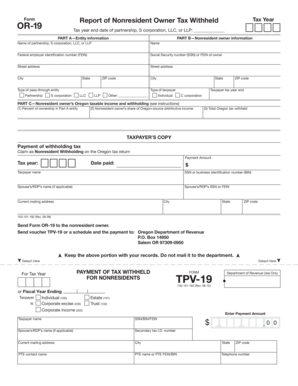 Oregon Nonresident Owner Tax Withholding Form