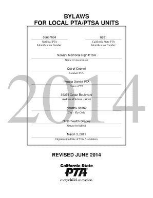 California State PTA Bylaws Template