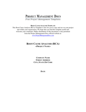 Root Cause Analysis Template PMBOK Project Root Cause Analysis Template