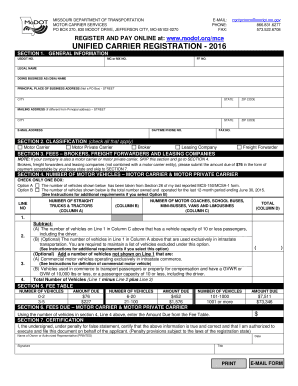Missouri Unified Carrier Registration Form