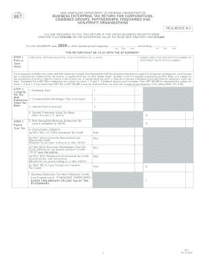 New Hampshire Business Enterprise Tax Return