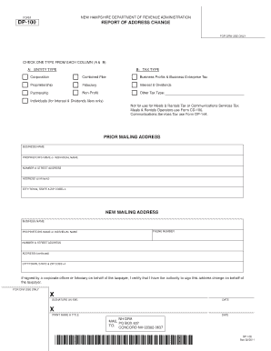 New Hampshire DP-100 Address Change Form
