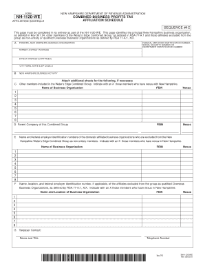 New Hampshire NH-1120-WE Affiliation Schedule