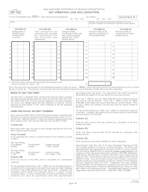 New Hampshire DP-132 Net Operating Loss Deduction Form