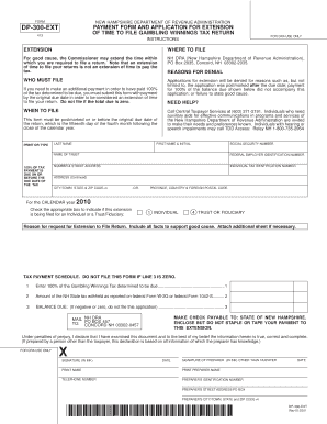 New Hampshire Gambling Winnings Tax Extension Form