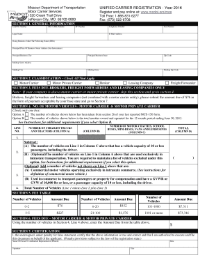 Missouri Unified Carrier Registration Form