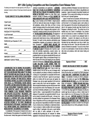 USA Cycling Event Release Form