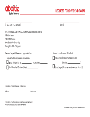 Request for Dividend Form