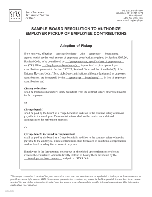 Sample Board Resolution for Employer Pickup of Employee Contributions