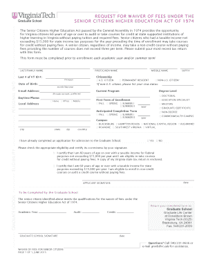 Waiver of Fees for Senior Citizens