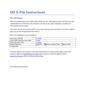 IRS E-File Instructions - HVUT Form 2290 - Express Truck Tax