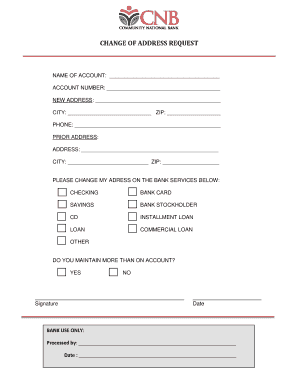 Bank Change of Address Request